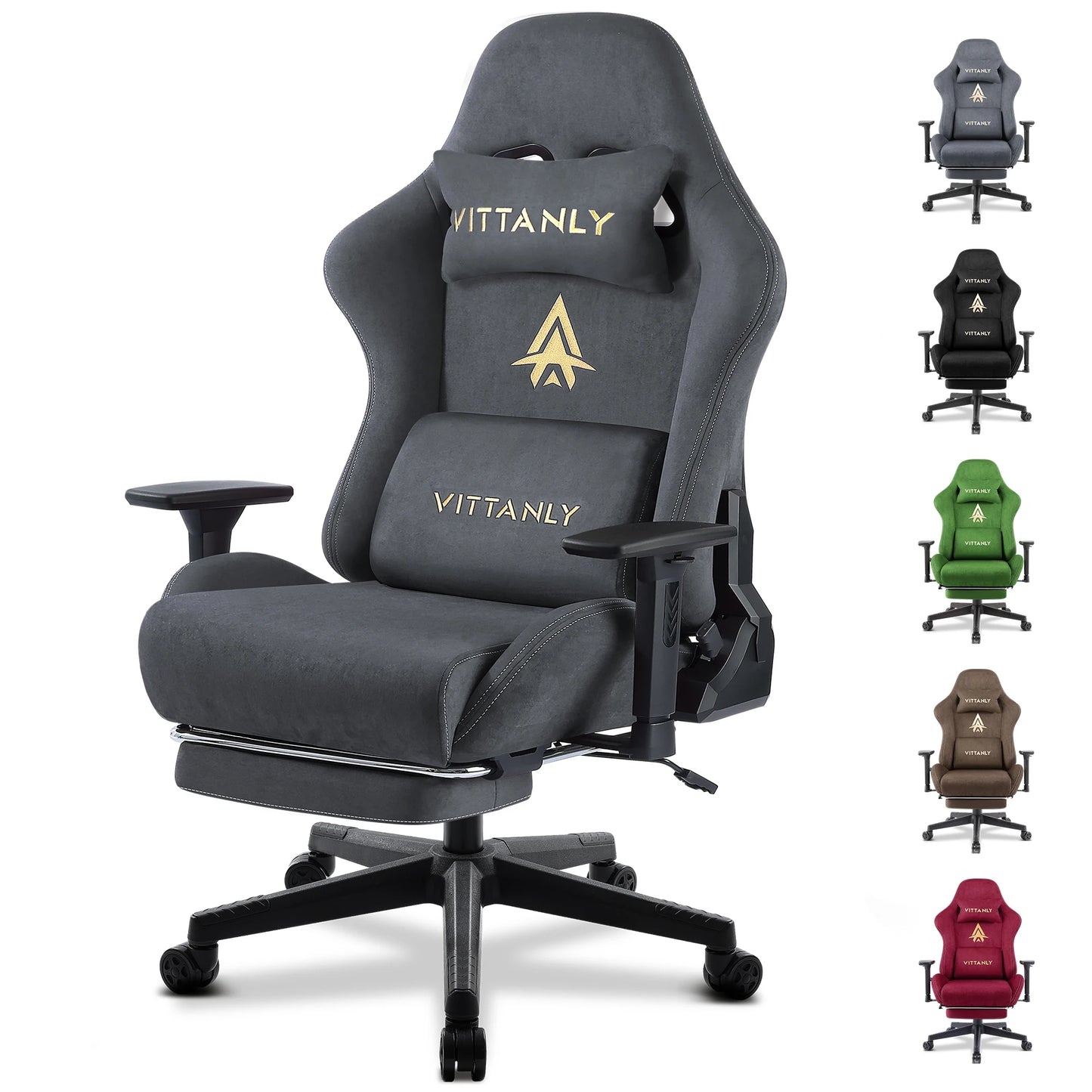 Kitinjoy Natural Suede Gaming Chair High Back Ergonomic Computer Chair With Footrest Reclining Adult Comfortable Office Chair