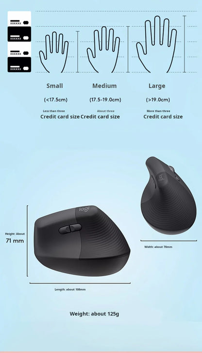 Logitech Lift Ergonomic Bluetooth Wireless Mouse, Vertical Ergonomic Mouse with 4000 DPI, Multi-Device Wireless Mouse for Business, Home Office & Laptop