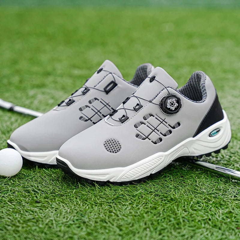 Professional Golf Shoes with Rotary Lock Buckle, Breathable, Shock-Absorbing, Non-Slip, Comfortable Support for Golf Course Swing Movements, Men's Casual Sports Shoes