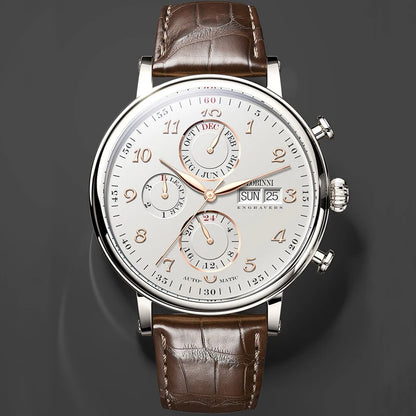 Luxury Brand Switzerland LOBINNI Ewiger Kalender Automatische mechanische Herrenuhr Saphirglas Multifunktionsuhr L13019-8