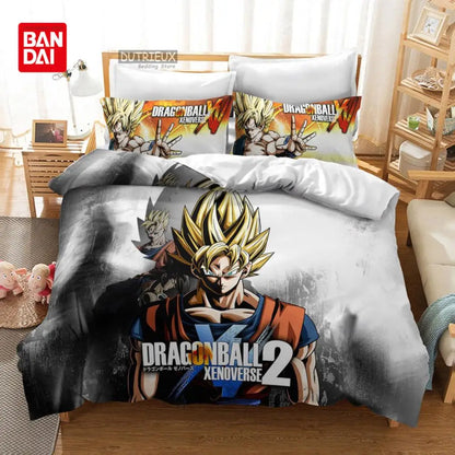 Bandai Animie Dragon Ball Bedding Set Goku Duvet Cover Quilt Cover Queen King Bedroom Home Textile Children Kids Boys Adult Gift