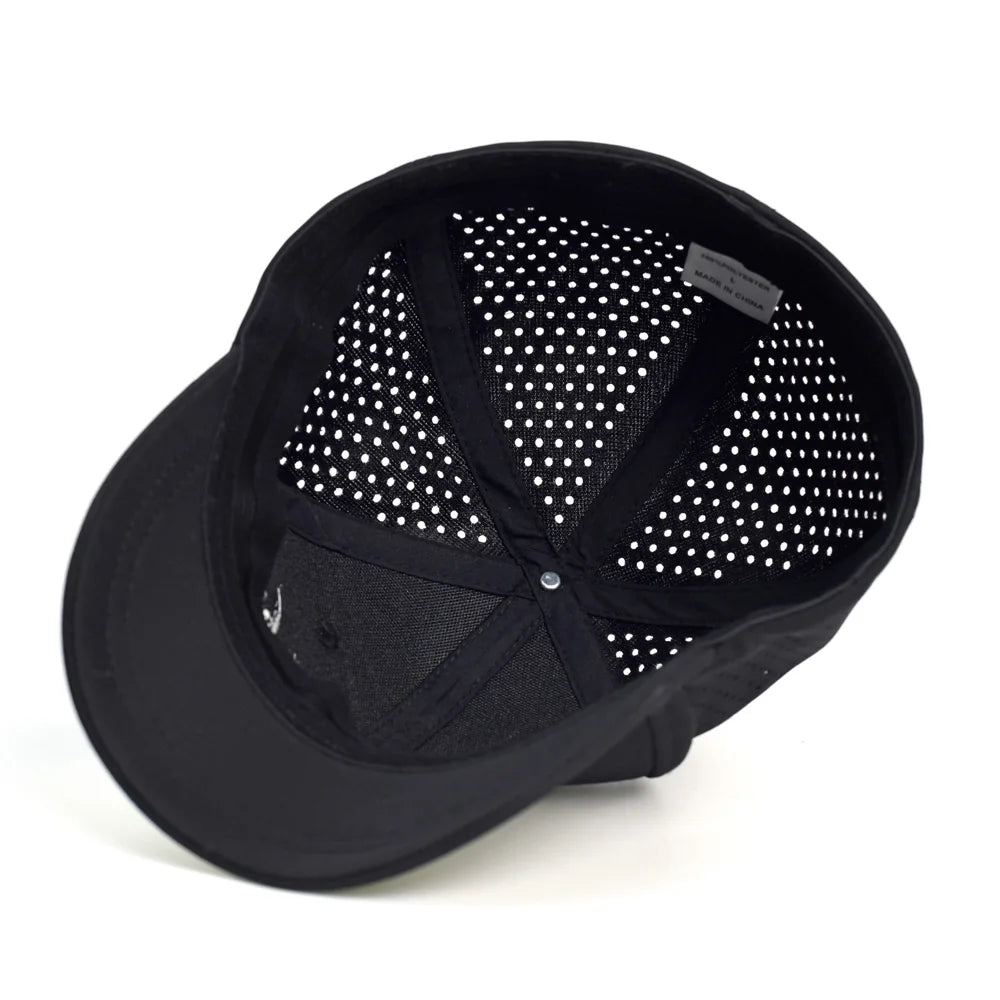 Hálós, rövid karimájú, hátul zárt baseball sapka férfiaknak és nőknek, lélegző, snapback sapka, testre szabott „dad hat”, állítható, egyszínű, trucker stílusú