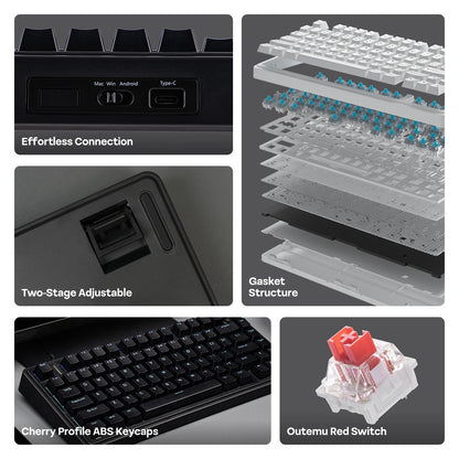Teclado mecânico EPOMAKER x AULA F75 com fio, 75%, layout ANSI US, gasket, hot-swap, para Mac/WIN/Android, com botão rotativo