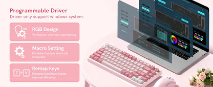 Womier VK75 Wired Mechanical Keyboard Retro Pink Custom Hot-swappable Keyboard for PC Computer Laptop
