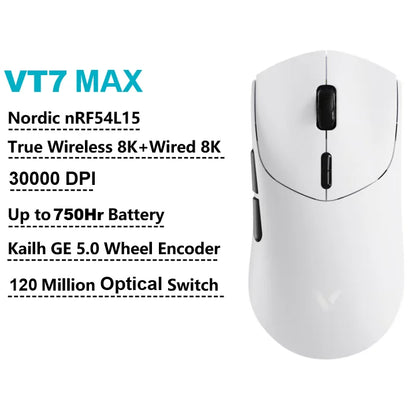 Rapoo VT7 MAX Wireless Gaming Mouse, True 8K Wireless Gaming Mouse, 53g Ultra-Lightweight, 30K DPI, 750-Hour Battery, Programmable Gaming Mouse