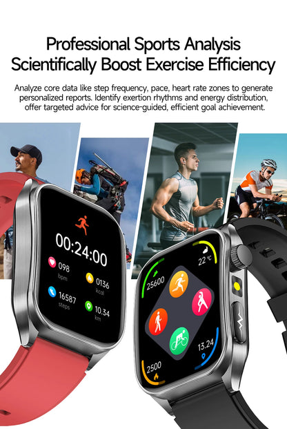 2026 New 650nm Laser Therapy Blood Fat Uric Acid Blood Pressure Smart Watch ECG+PPG Precise Health Monitor Smartwatches For Men