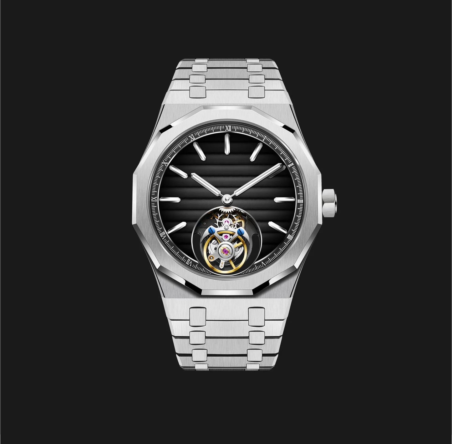 Raymondoya Men's Flying Tourbillon Movement Mechanical Automatic Luxury Watches Wristwatches Skeleton Watch Brand For Men Sapphire