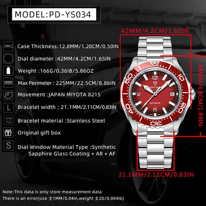 Pagani Design Top Brand New Men's Mechanical Watch Luxury Sapphire Stainless Steel 100m Waterproof Ceramic Bezel Automatic Watch