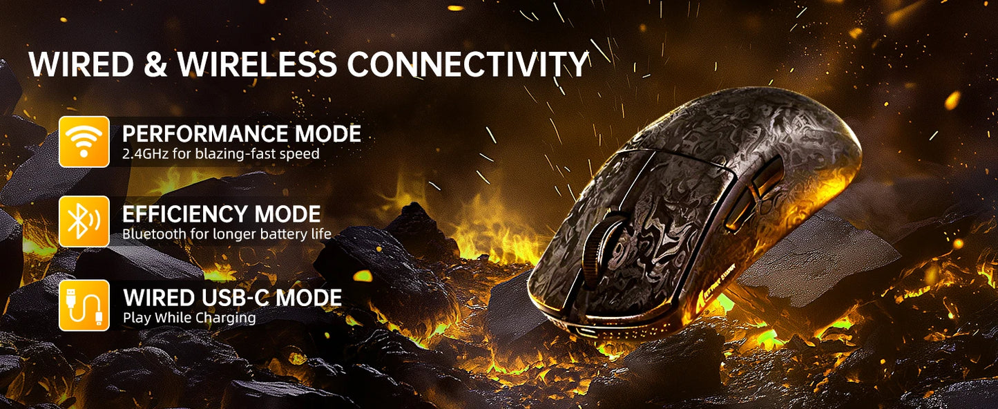 ATTACK SHARK R11 ULTRA trådlös gamingmus i kolfiber, 8000Hz, PAW3950MAX, 42000DPI, 49g lättvikt, 20000FPS, Nordic 52840