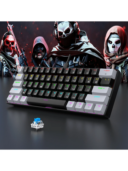 60% Wired Gaming Mechanical Keyboard RGB Backlit Ultra-Compact Mini Keyboard for PC, Mac & Laptop – Portable Mechanical Gaming Keyboard for Gamers & Typists