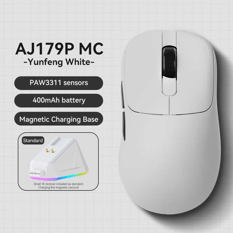 AJAZZ AJ179 APEX Wireless Gaming Mouse with RGB Display Dock, PAW3950 Sensor, Bluetooth, 8000Hz Polling Rate, Tri-Mode Gaming Mouse