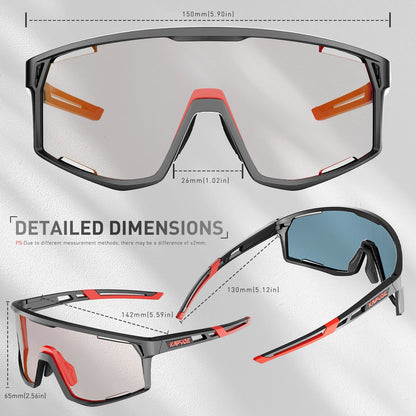 KAPVOE Men Women Road Bike UV400 Goggles Mountain Sports Eyewear Outdoor Photochromic Cycling Sunglasses Bicycle Cycling Glasses