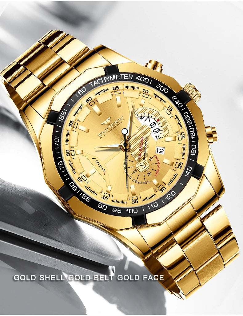BINBOND Orginal Quartz Wristwatches For Men Luxury Luminous Waterproof Auto Date Men's Watch Stainless Steel Reloj Free Ship