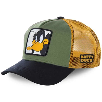Unisex Anime Cartoon Cap Embroidered Patch Draw Baseball Cap Male Female Trucker Hat Mesh Hats Sun Hat