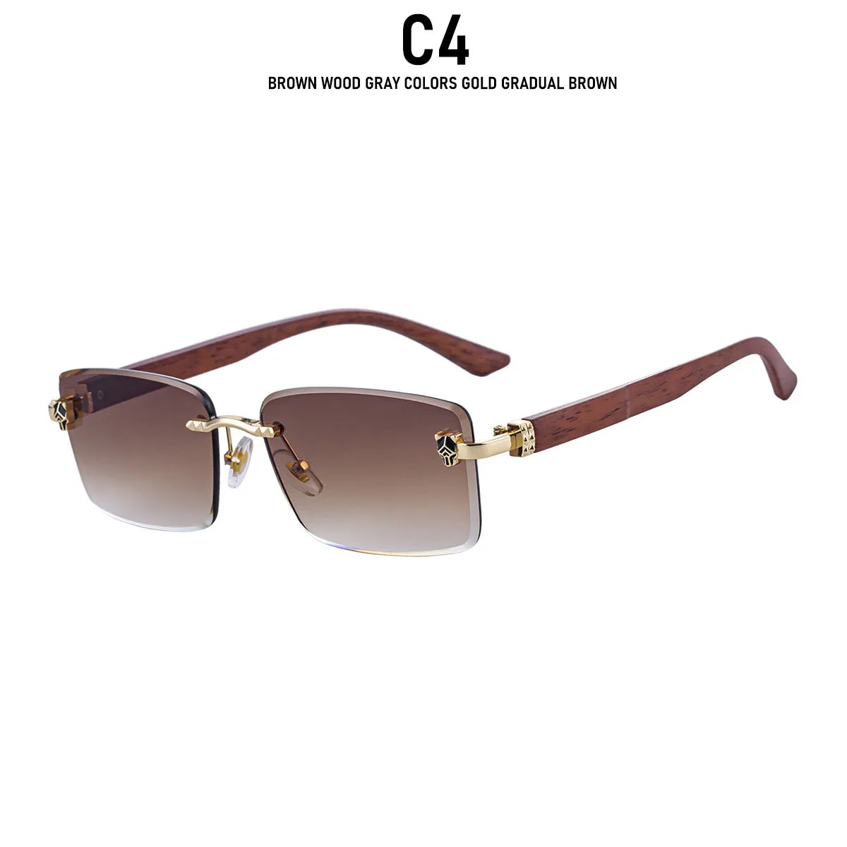2026 Wooden Rimless Sunglasses Women Trendy Retro UV400 Protection Square Sunglass Men Brand Design Fashion Glasses Dropshipping