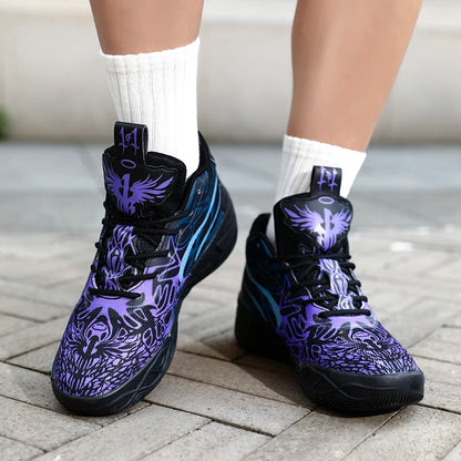 Basketball Shoes for Men Soft Lightweight Training Field Anti Slip Shock-Absorbing Breathable Cofmortable High-top Sneaker Man