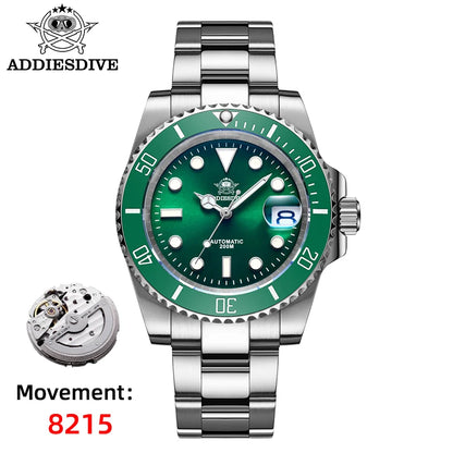 ADDIESDIVE Luxus-Automatikuhr für Herren 8215 Mechanische Uhr BGW9 Leuchtend Saphirglas Taucheruhr für Herren Analoguhr AD2503