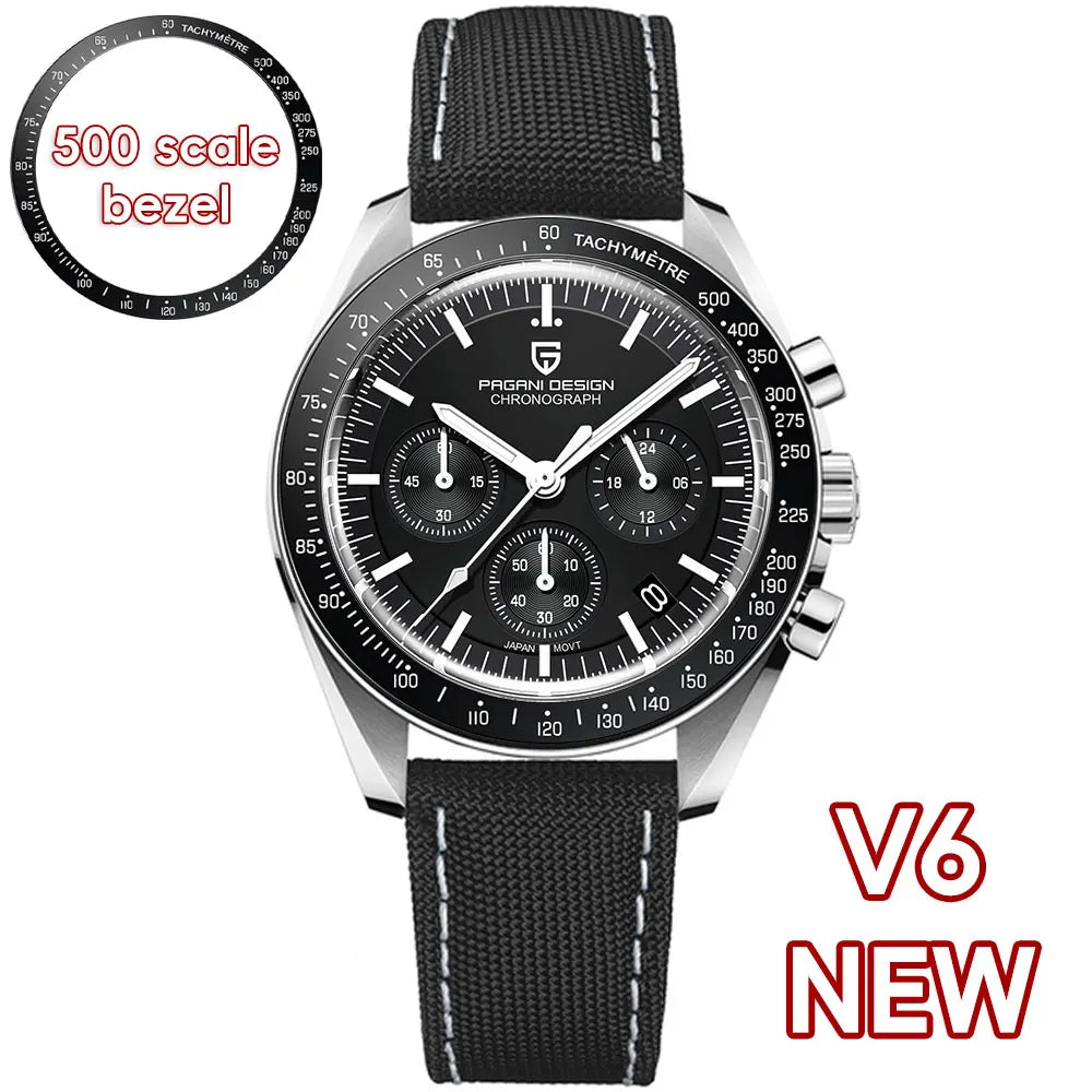 PAGANI DESIGN 2026 New Saturn Men's Watches Quartz Watch For Men Light Tan Sport Chronograph AR Sapphire Crystal Wrist Watch Men