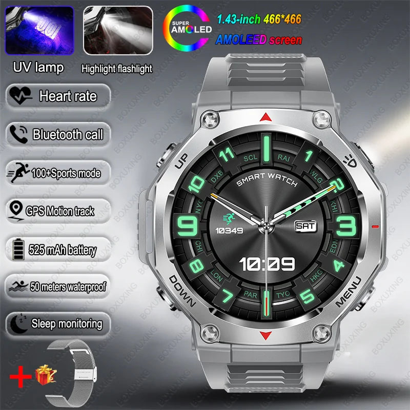 New T-Rex 3 Military Outdoor Sports Smart Watch Men GPS Motion Track 5 ATM Waterproof Heart Rate HD Bluetooth Call Smart Watch