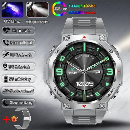 New T-Rex 3 Military Outdoor Sports Smart Watch Men GPS Motion Track 5 ATM Waterproof Heart Rate HD Bluetooth Call Smart Watch