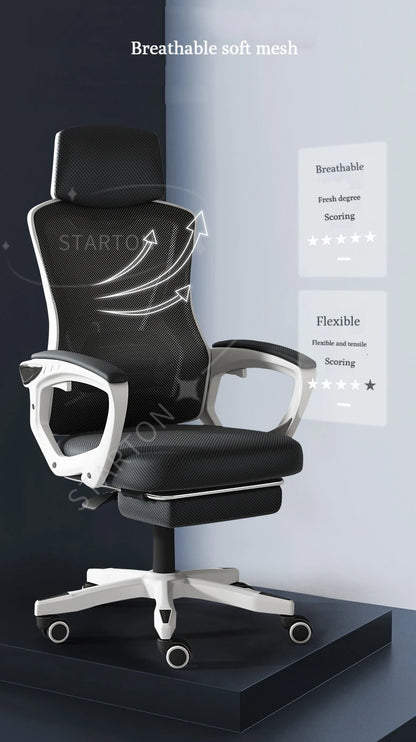 High Density Mesh Office Chair with Footrest, Ergonomic Home Office Chair, Adjustable Executive Swivel Chair with Comfortable Foam Seat