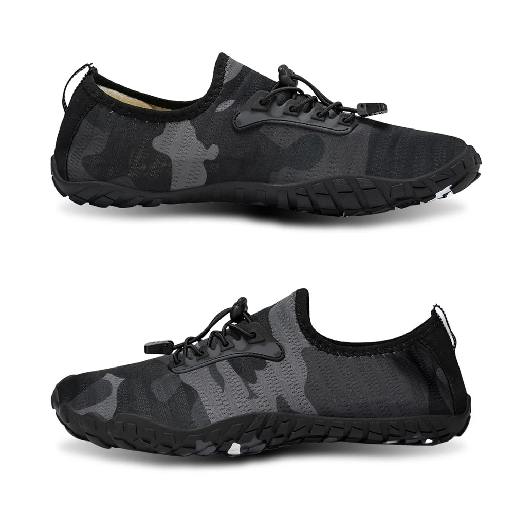 Oiaano wide toe man barefoot black shoes, woman sports sneaker unisex water booties, male aqua beach soft sole light breathable