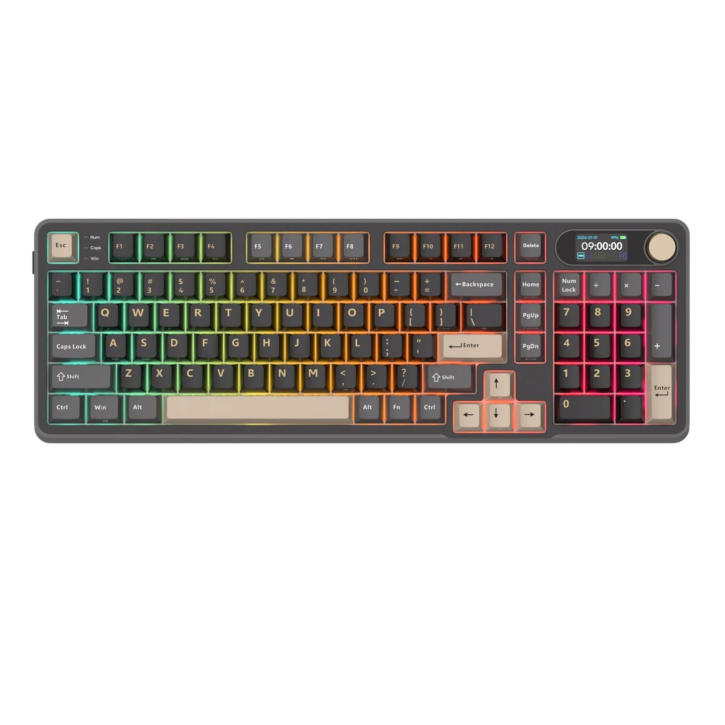RK S98 ROYAL KLUDGE Top Mount Mechanical Keyboard TFT Screen Knob 96% RGB Backlit Tri-mode Wireless Gaming Keyboard PBT Keycaps