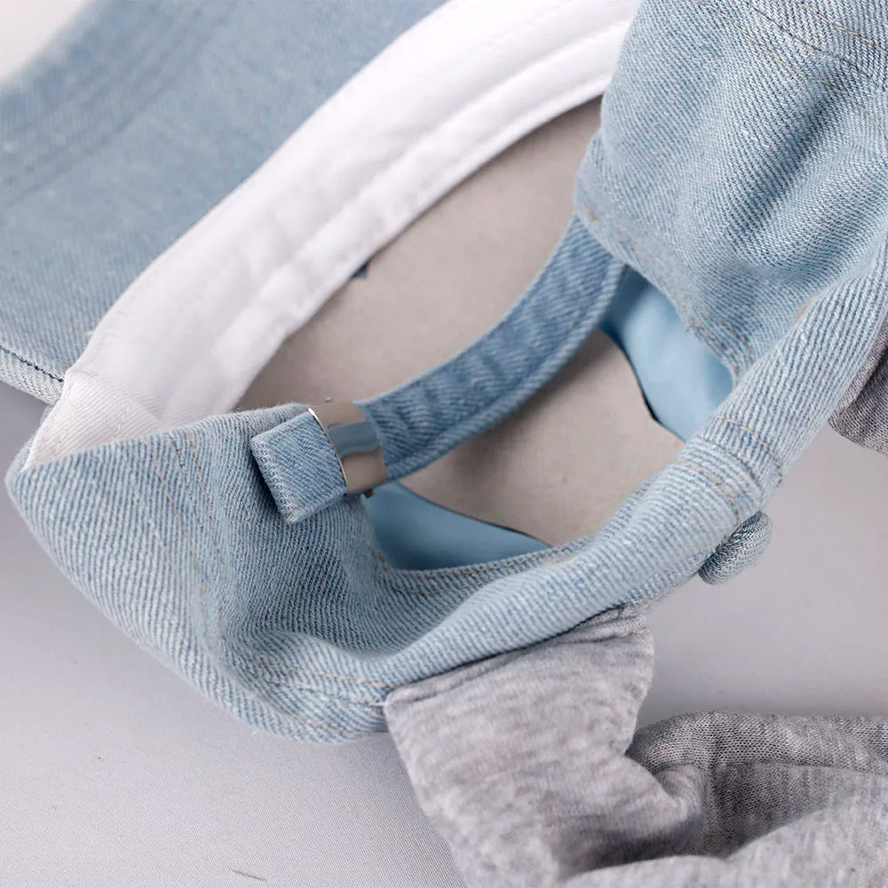 New MinJi Haerin OMG Stage Long Rabbit Ear Hat Y2K Style Denim Blue Baseball Cap Fashion Hip-Pop Cap Couple Birthday Gifts