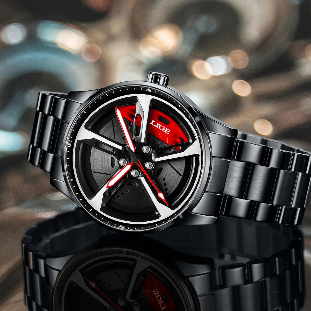 Orologio da uomo di lusso LIGE – Modello con quadrante girevole, impermeabile, in acciaio inossidabile, con display illuminato – Idea regalo per uomo (Halloween)
