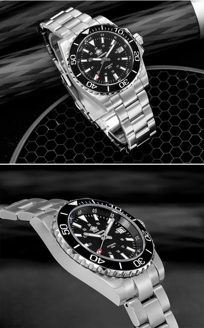 ADDIESDIVE Men's Diver's Watch 200m Sapphire Luminous Ceramic Bezel Men's Analog Mechanical Watch Stainless Steel Diving Watches