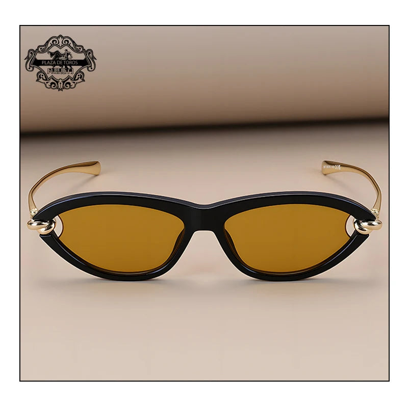 Trendy Luxury Brands Women's Cat Eye Tortoiseshell Sunglasses UV400 Oval Glasses For Woman Fashion Designer Classical Glasses
