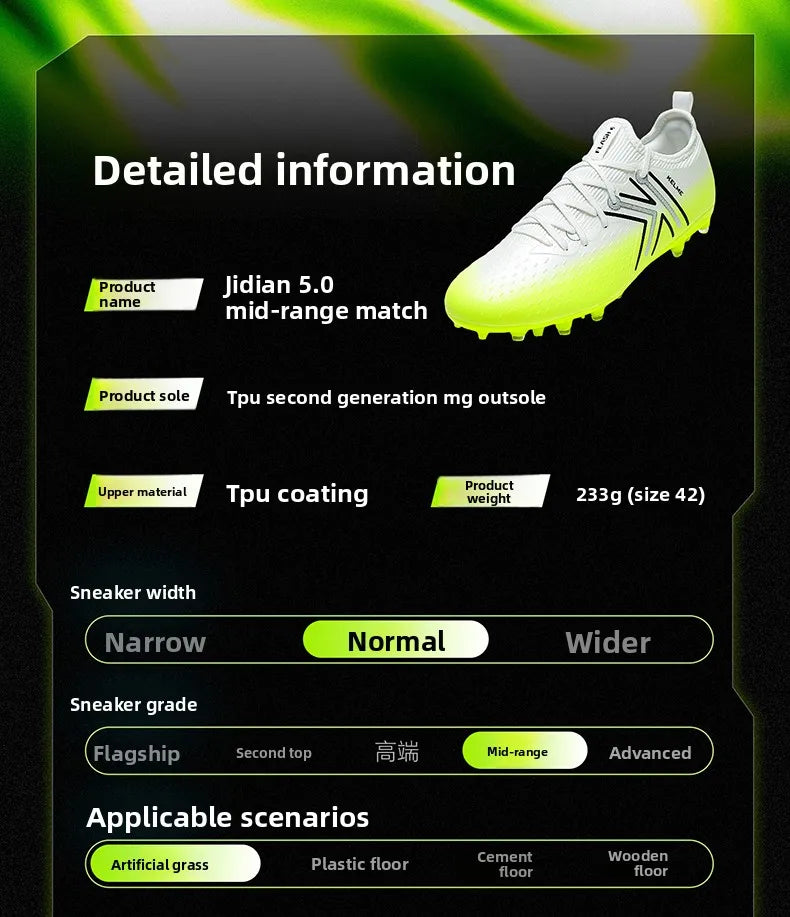 Kelme Men's Mg Soccer Cleats Indoor Short Studs Professional Match Football Boots Slip-resistant Training Turf Shoes
