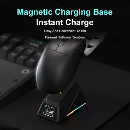 AJAZZ AJ179 APEX Wireless Gaming Mouse with RGB Display Dock, PAW3950 Sensor, Bluetooth, 8000Hz Polling Rate, Tri-Mode Gaming Mouse
