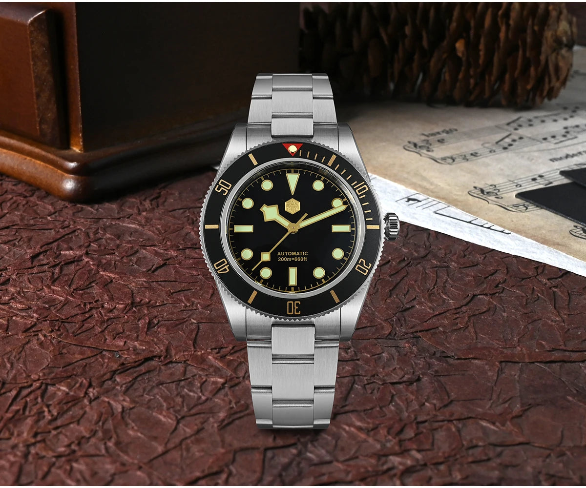 San Martin Upgraded BB58 40mm Retro Luxury Men Diver Watch NH35 Automatic Mechanical Sapphire 200m Waterproof Reloj SN0008D