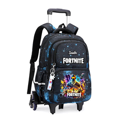 Чанта с колелца Fortnite за лесно изкачване на стълби, аниме, водоустойчива раница на колелца с голям капацитет за ученици, ежедневна пътна чанта