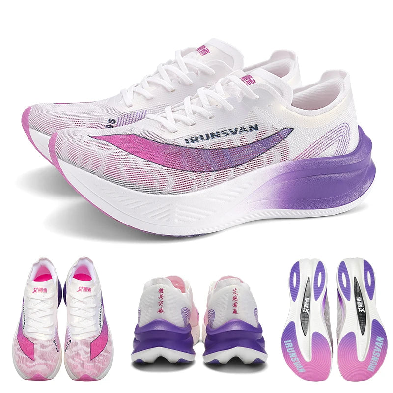 IRUNSVAN Scarpe da running professionali per maratona con piastra in carbonio e nylon, leggere e ammortizzate, sneakers outdoor da allenamento per uomo e donna