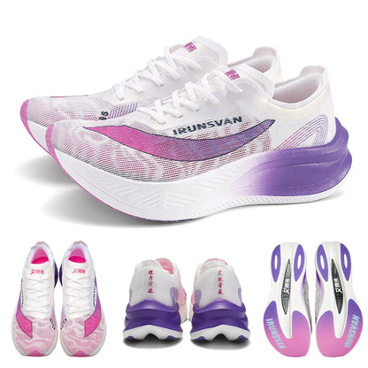 IRUNSVAN Scarpe da running professionali per maratona con piastra in carbonio e nylon, leggere e ammortizzate, sneakers outdoor da allenamento per uomo e donna