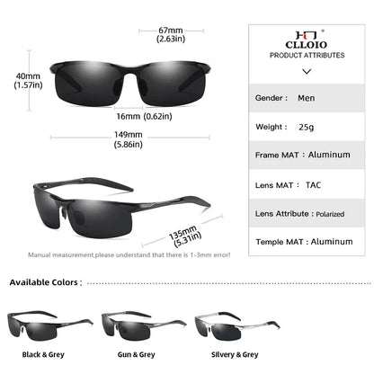 CLLOIO Brand Men's Polarized Sunglasses Aluminum Frame UV400 Anti-Glare Sun Glasses Male Driving Glasses Rimless Oculos De Sol