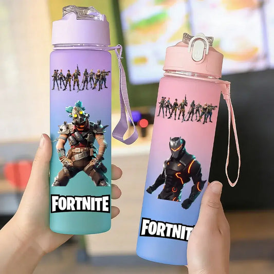 Botella deportiva de agua Fortnite sin BPA de 750ml, color degradado, duradera, para camping, senderismo, escuela, regalo para padres, parejas y estudiantes