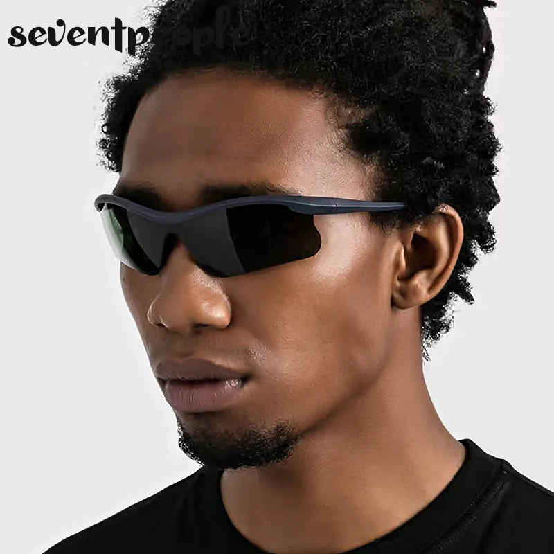 Sports Sunglasses Women Outdoor Cycling Goggle Men Fashion One-Piece Windproof Sunglass Male 2026 New Semi-Rimless Sun Glasses