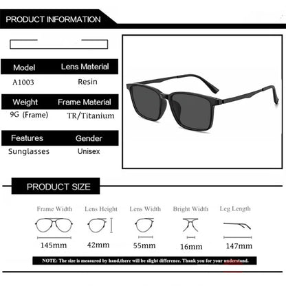 LOERHUNAR High Quality Square Frame TR90 Pure Titanium Myopia Sunglasses for Men Woman UV400 Sunshade Driving Fishing Sunglasses