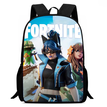 Fortnite 15 tommer tegneserie-skolerygsæk til børn, drenge og piger, cool gaming-print, let og rummelig rygsæk, egnet til alderen 5-8