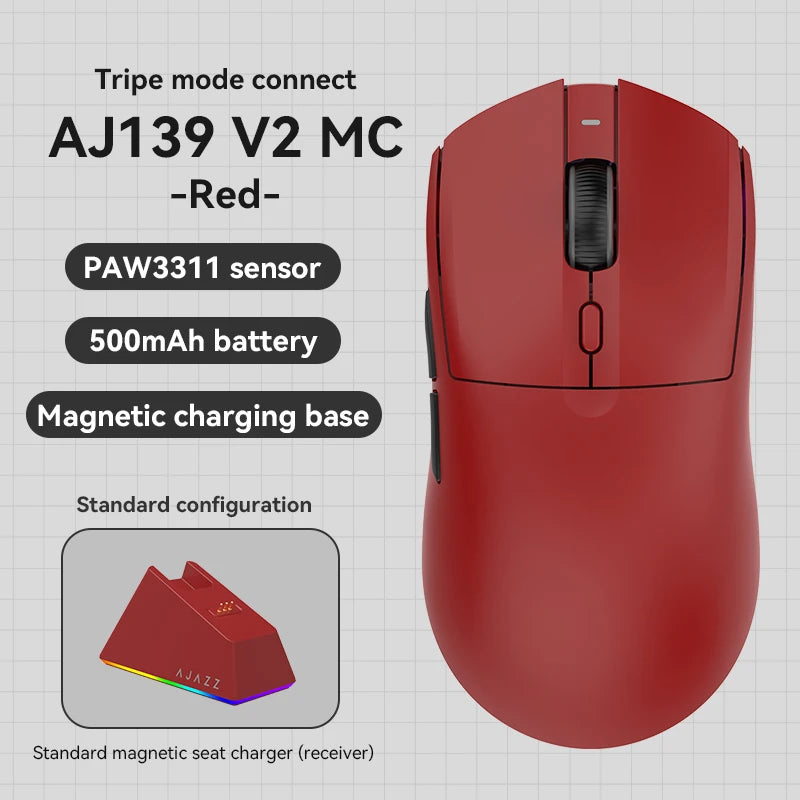 AJAZZ AJ139 Pro belaidė žaidimų pelė PMW3395/PAW3311, 26000 DPI ultralengva įkraunama belaidė žaidimų pelė, skirta kompiuteriui, nešiojamajam kompiuteriui ir e. sportui