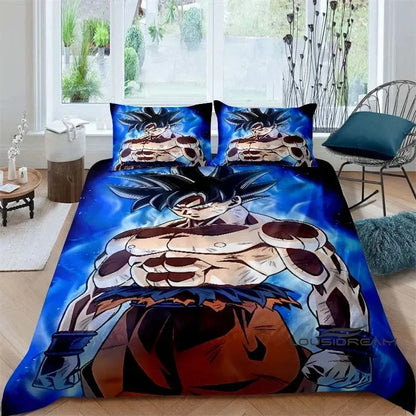 Cartoon/Anime Son Goku Dragon Ball Themed Printed Bedding Set: This soft and comfortable set includes a duvet cover and pillowca