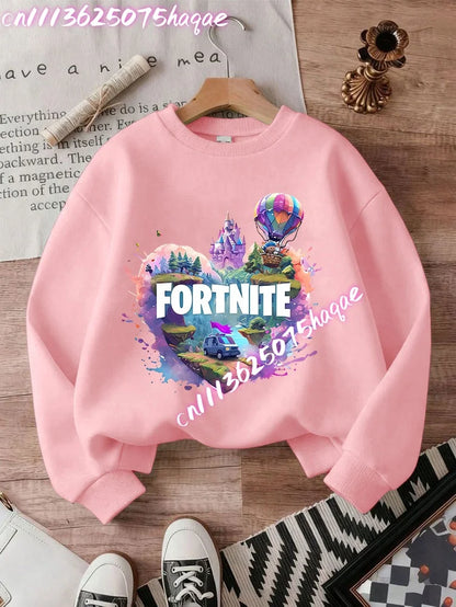 Fortnites Series Kids Sweatshirts Trendy Boys Girl Long Sleeves Pullover Tops Autumn Winter Cartoon Child Clothes Birthday Gifts