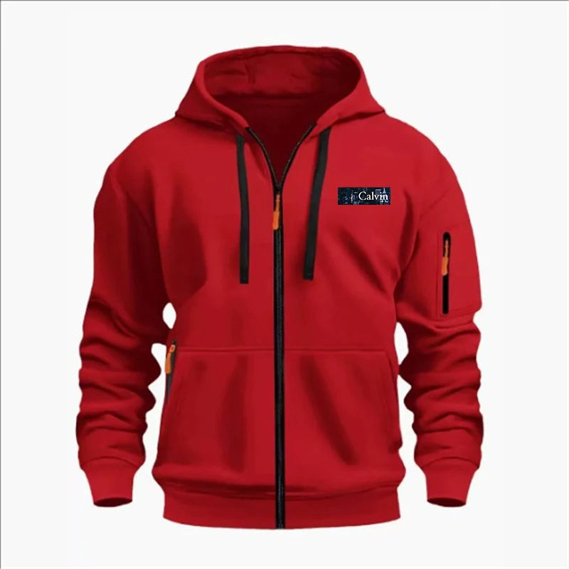 Men's Sweatshirts with Zipper Pockets Thin Solid Color Half Tracksuit Casual Outdoor Hooded Tracksuit Long Sleeves Jacket Coats