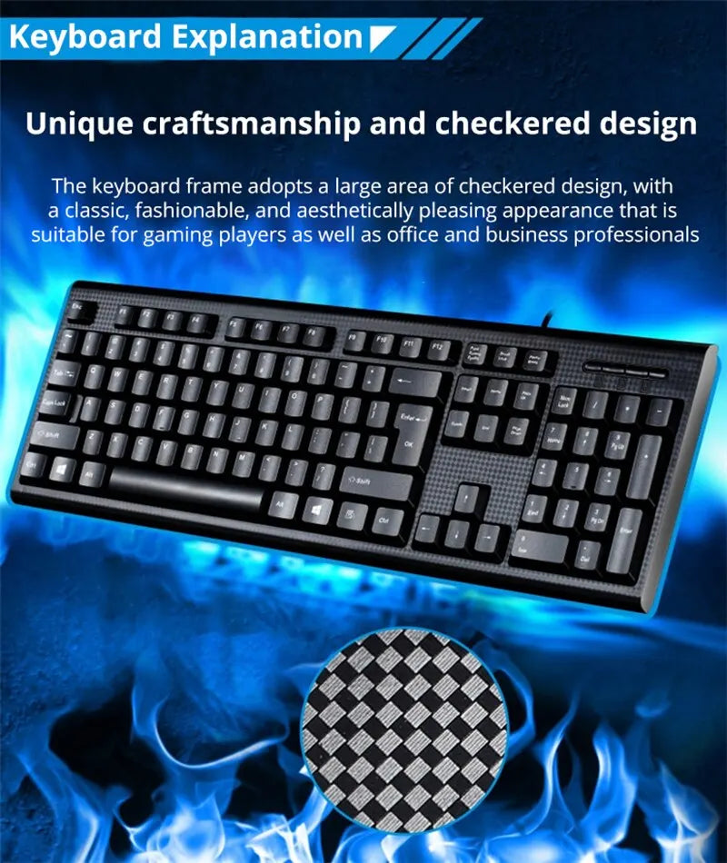 Teclado individual Q9 USB de conector quadrado para escritório e casa, PS2 de conector redondo, com fios, para computador de secretária