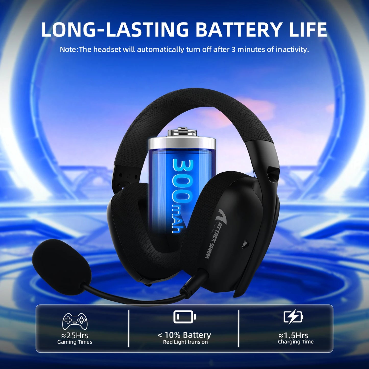 ATTACK SHARK L80PRO Auscultadores Gaming 3 em 1 – Auscultadores Bluetooth sem fios de baixa latência com microfone duplo, som Hi-Fi 40mm e ligação estável para gaming