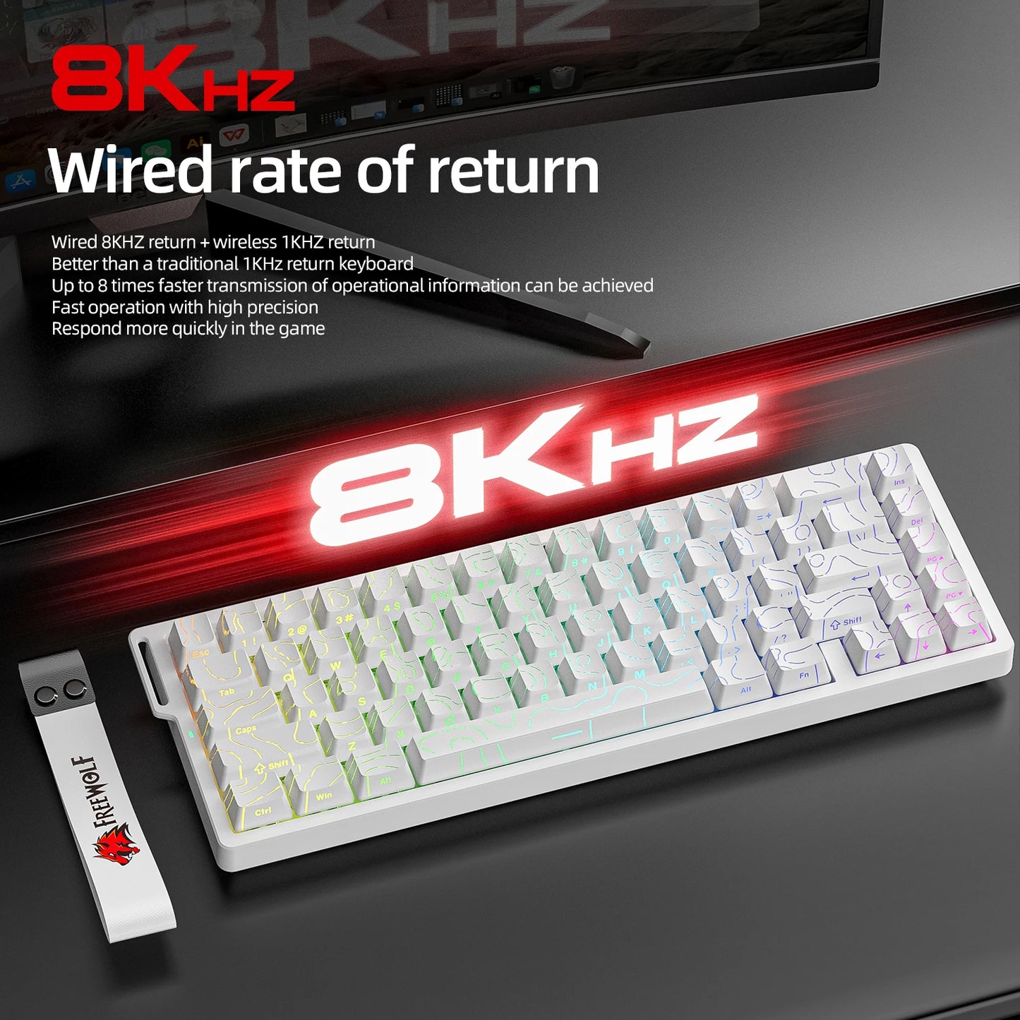 Magnetic Switch Gaming Keyboard Attack Shark X68HE And FreeWolf F68/F68Pro 8K Wired 1K Wireless RGB Rapid Trigger Hall Effect