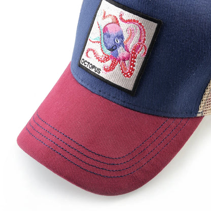 Czapka baseballowa unisex z naszywką z ośmiornicą dla mężczyzn i kobiet – czapka typu snapback na cztery pory roku, czapka typu trucker, czapka sportowa na świeżym powietrzu, oddychająca, codzienna